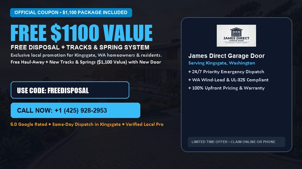 James Direct Garage Door FREE Haul-Away & Heavy-Duty Tracks with New Door in Kingsgate, WA